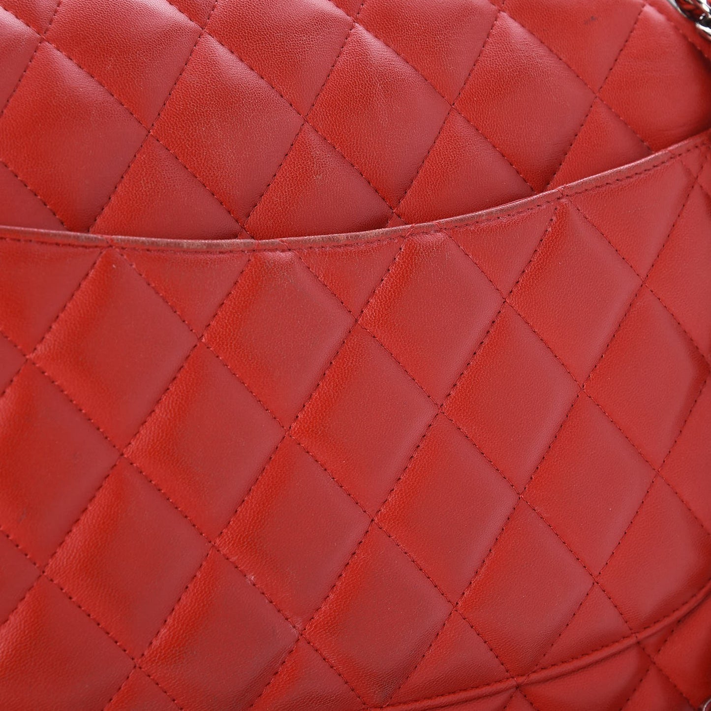 Lambskin Quilted Jumbo Double Flap Red