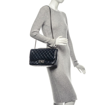 Chanel Crinkled Patent Jumbo Flap Dark Navy 2 of 7