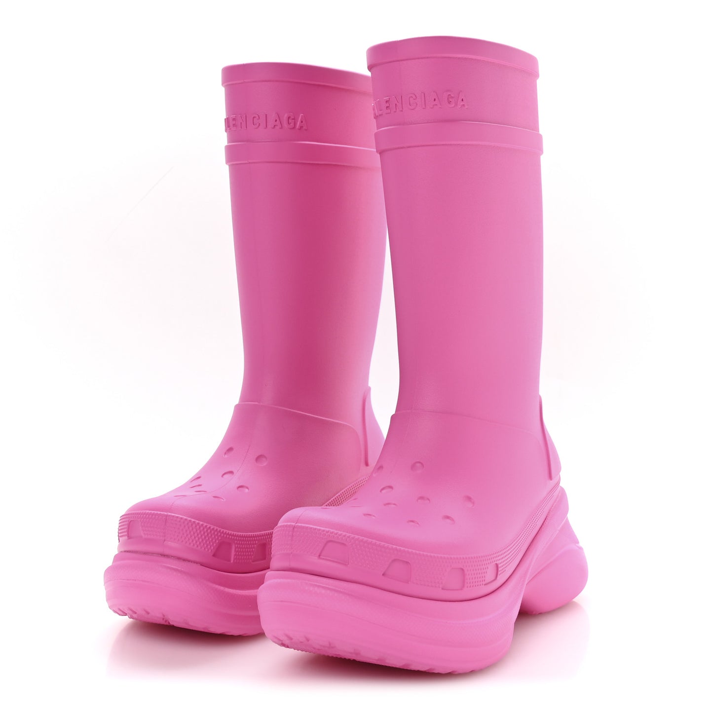 X CROCS Rubber Womens Rain Boots 40 Electric Pink