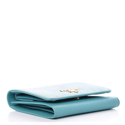 Prada Saffiano Metal Tri-Fold Wallet Turchese 4 of 8