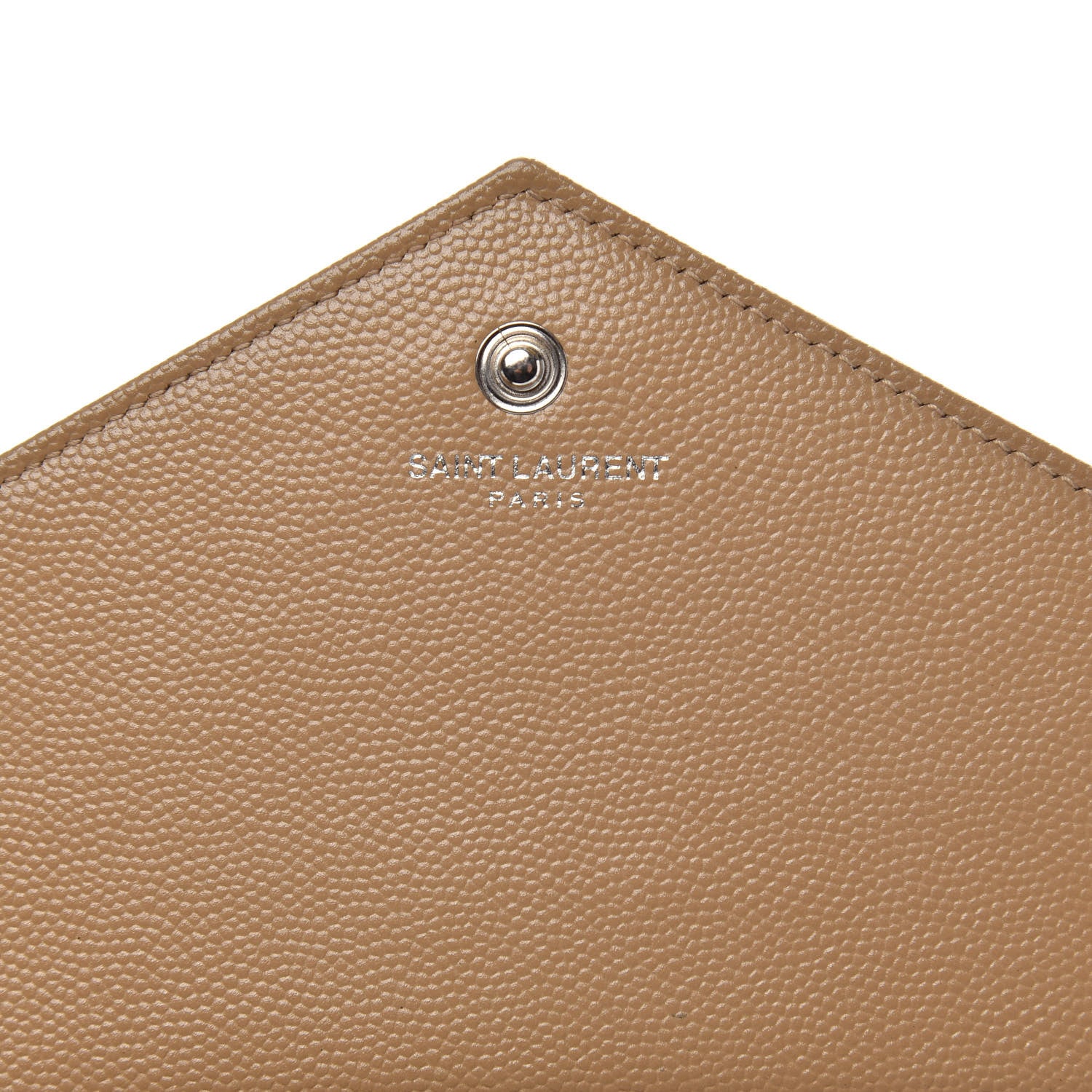 Saint Laurent Grain De Poudre Matelasse Chevron Monogram Chain Wallet Dark Latte 6 of 12