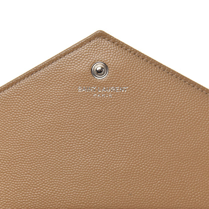 Saint Laurent Grain De Poudre Matelasse Chevron Monogram Chain Wallet Dark Latte 6 of 12