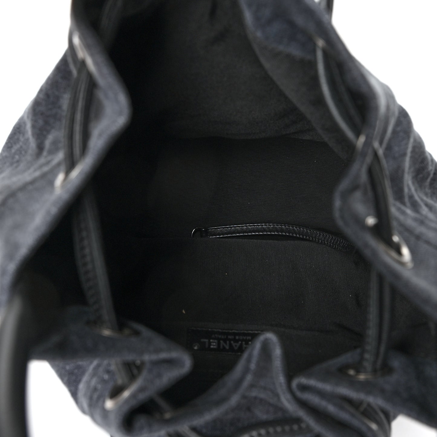 Denim Drawstring Backpack Blue