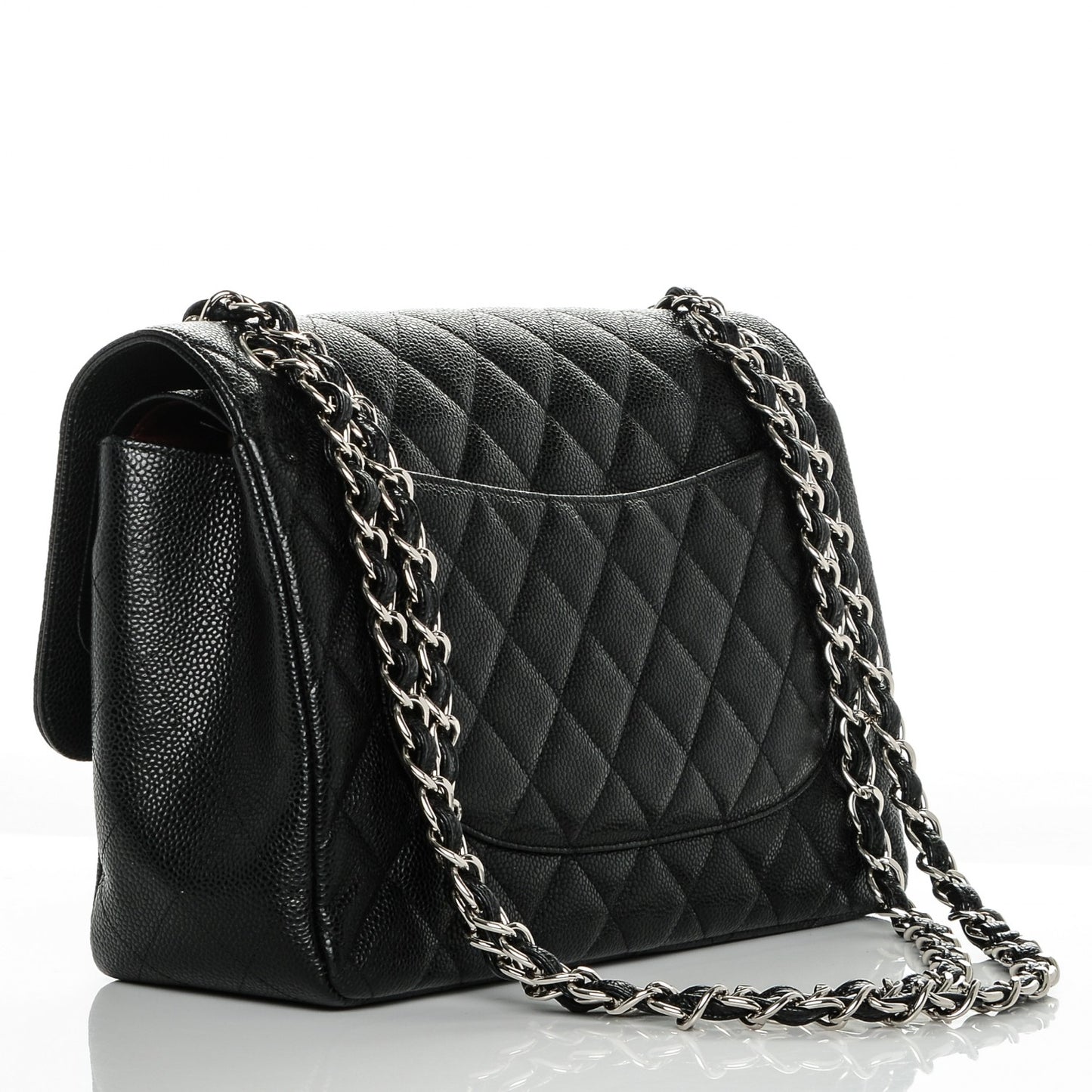 Caviar Quilted Jumbo Double Flap Black