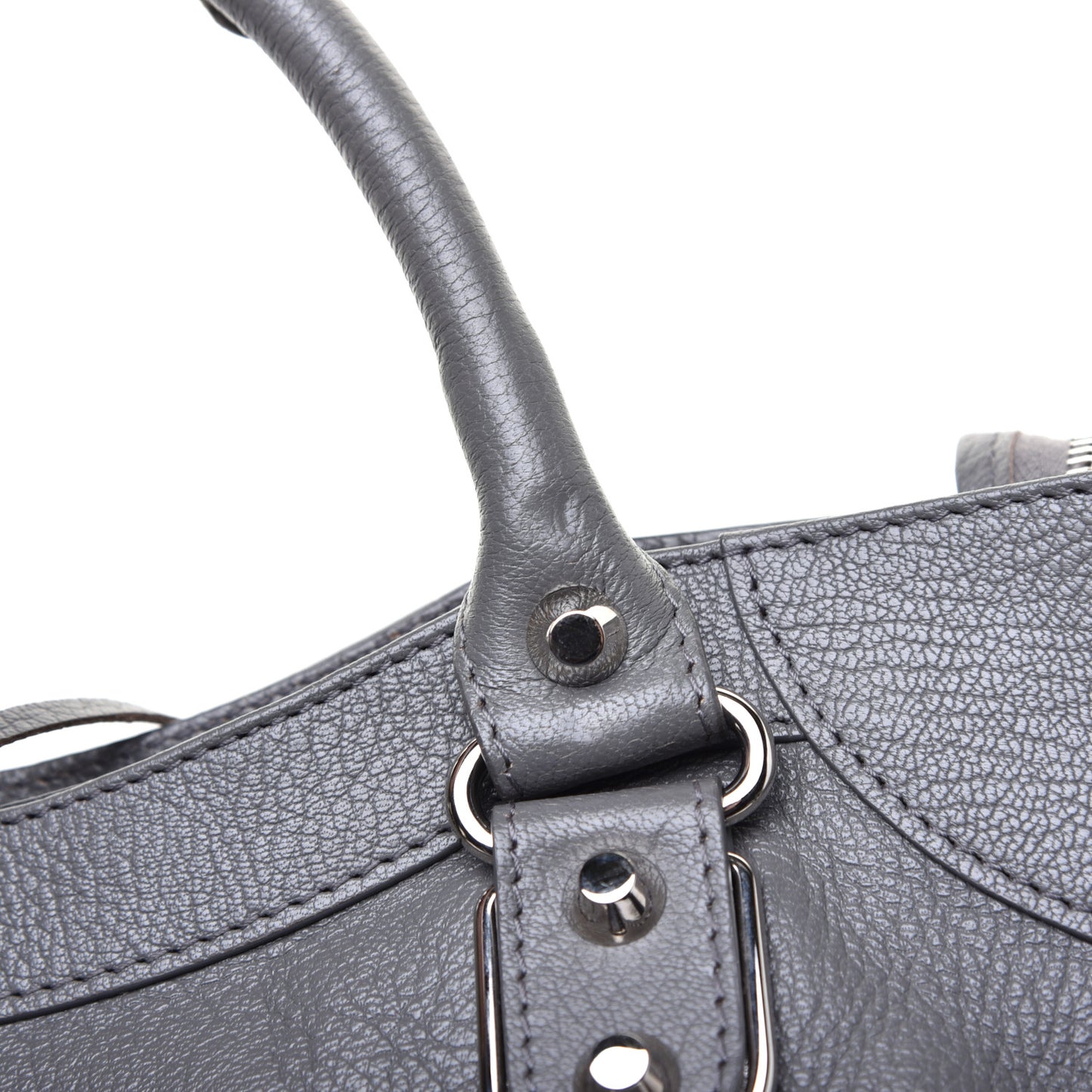 Chevre Silver Metallic Edge Hardware Velo Gris Acier