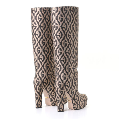 Gucci Fabric G Rhombus Print Platform Boots 36 Beige Cocoa 3 of 6