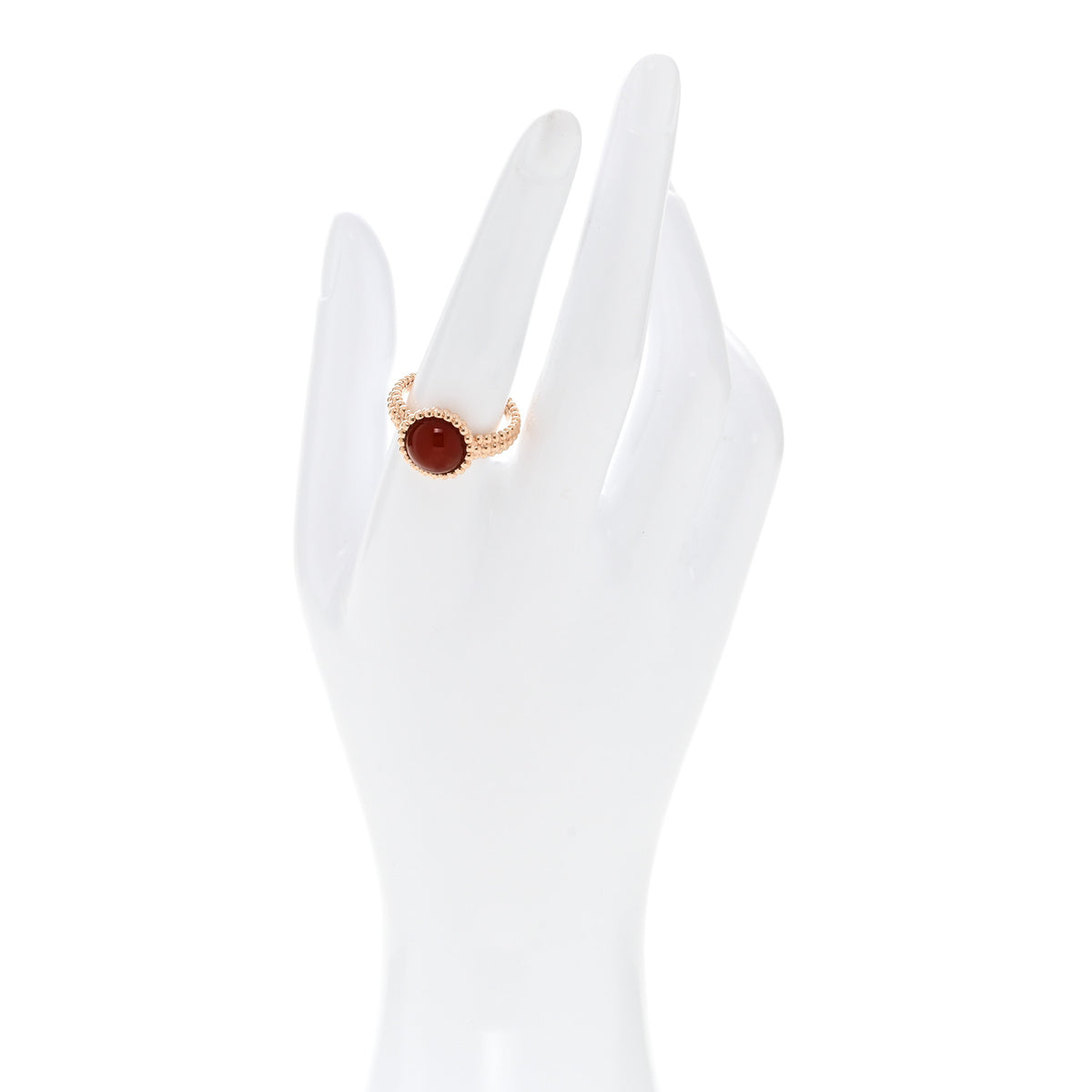 18K Rose Gold Carnelian Perlee Couleurs Ring 56 7.5