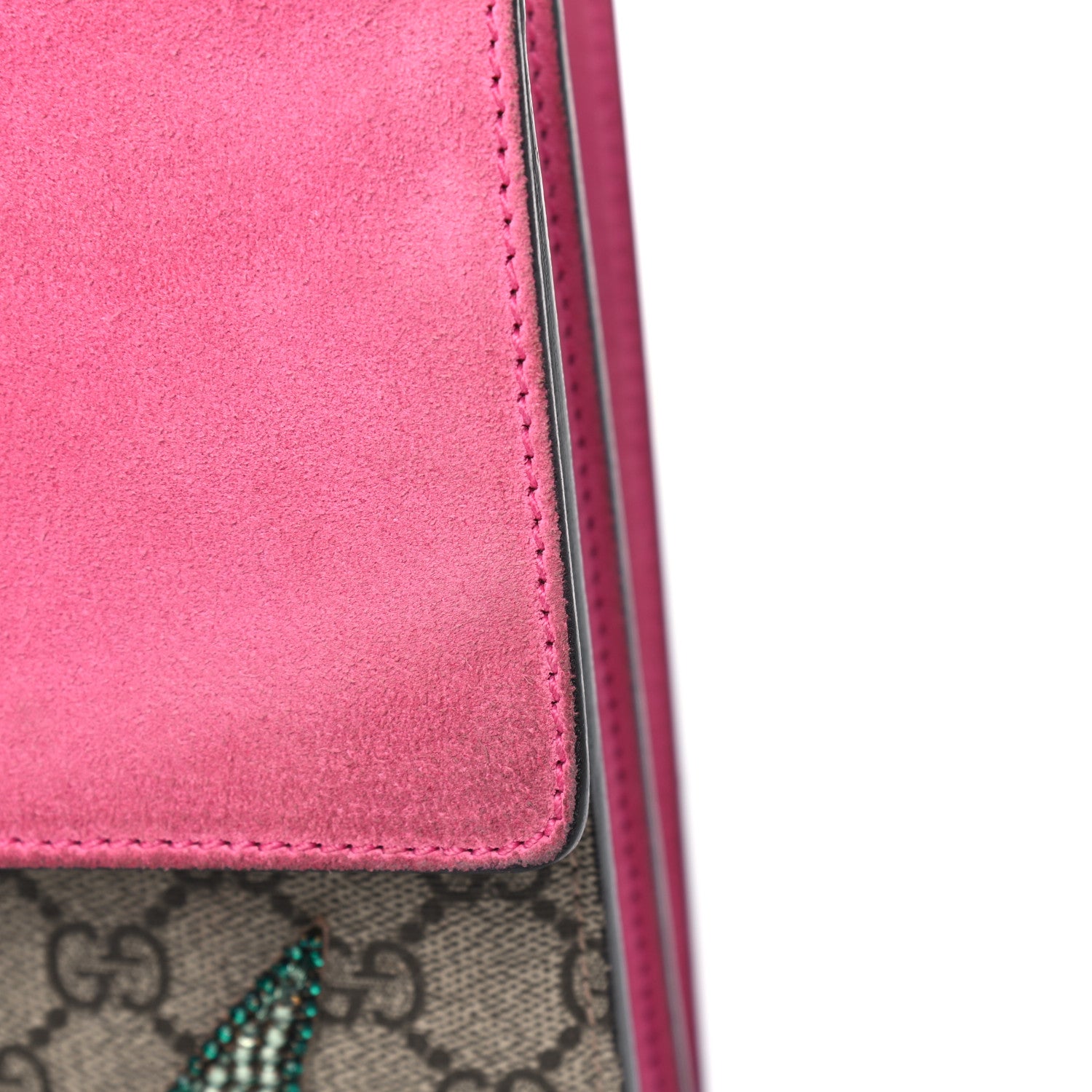 Gucci GG Supreme Monogram Suede Pierced Heart Embroidered Medium Dionysus Shoulder Bag Beige Ebony Pink Tropical Flower 7 of 15