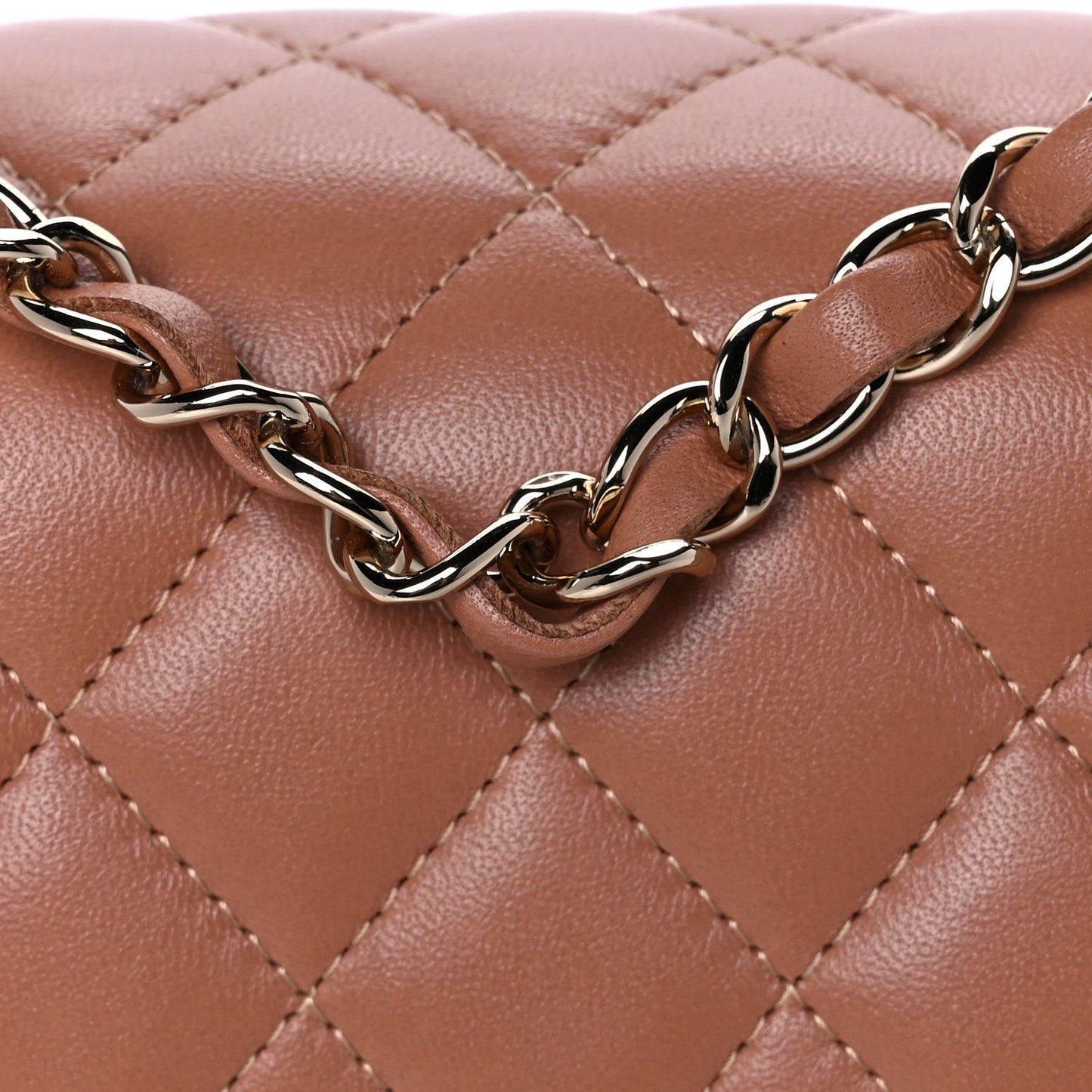 Lambskin Quilted Mini Rectangular Flap Brown