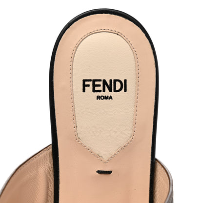 Fendi Vitello FF Embossed Buckle Flat Mules 37 Maya Black 7 of 9