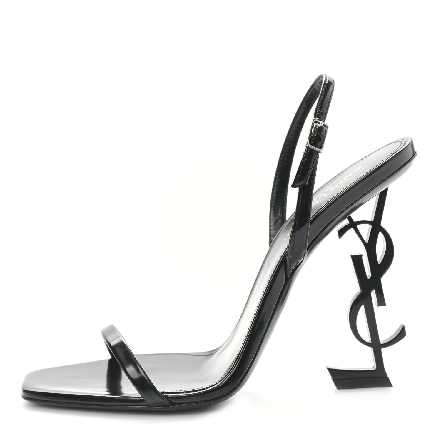 Saint Laurent Patent Calfskin Opyum 110 Sandals 39.5 Black 1 of 7