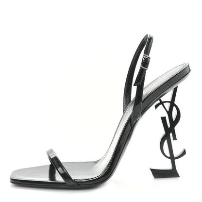Saint Laurent Patent Calfskin Opyum 110 Sandals 39.5 Black 1 of 7