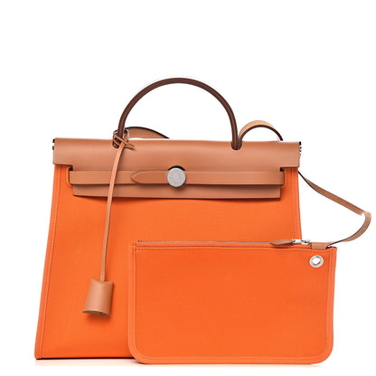 Hermes Vache Hunter Toile Herbag Zip 31 PM Orange 1 of 12
