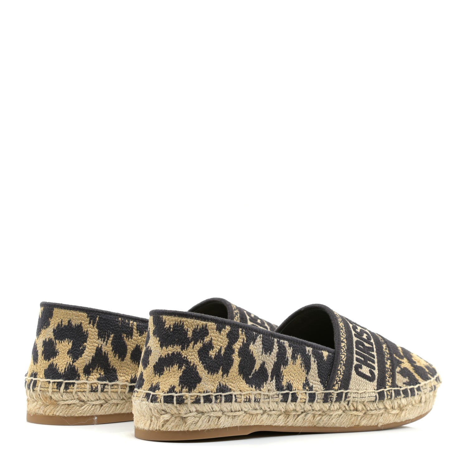 Christian Dior Cotton Embroidered Leopard Print Granville Espadrille 36.5 Natural 4 of 9