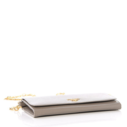 Prada Saffiano Metal Oro Chain Wallet Argilla 3 of 9