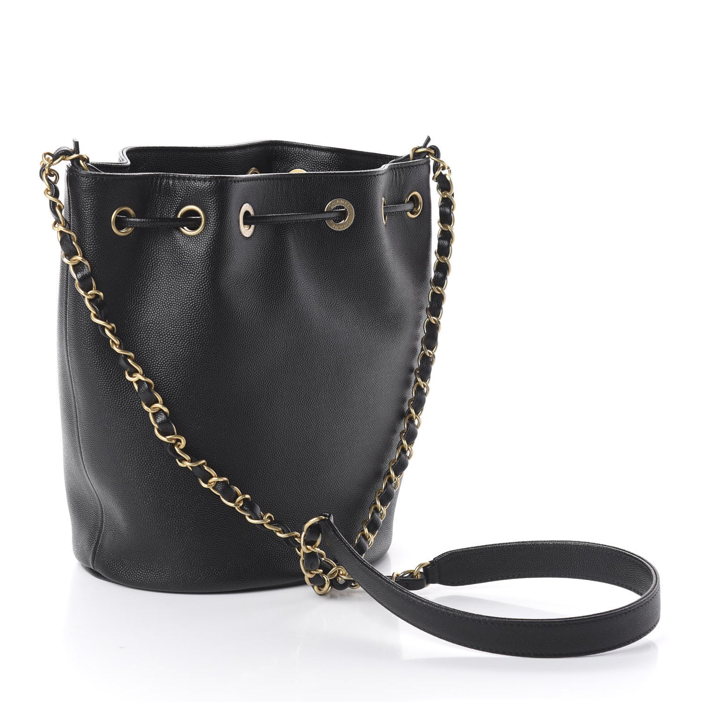 Caviar Deauville Drawstring Bucket Bag Black
