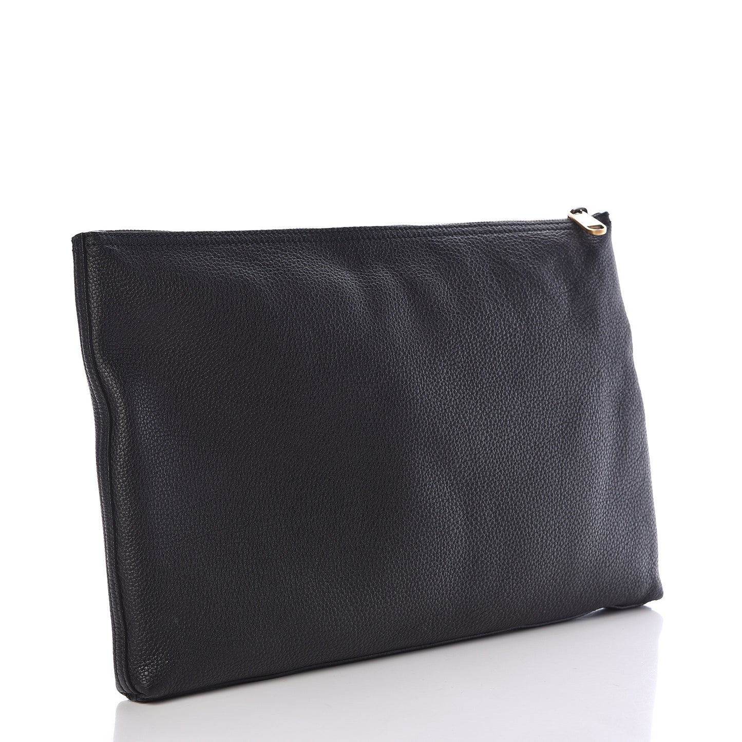 Pebbled Calfskin Large Logo Portfolio Clutch Black