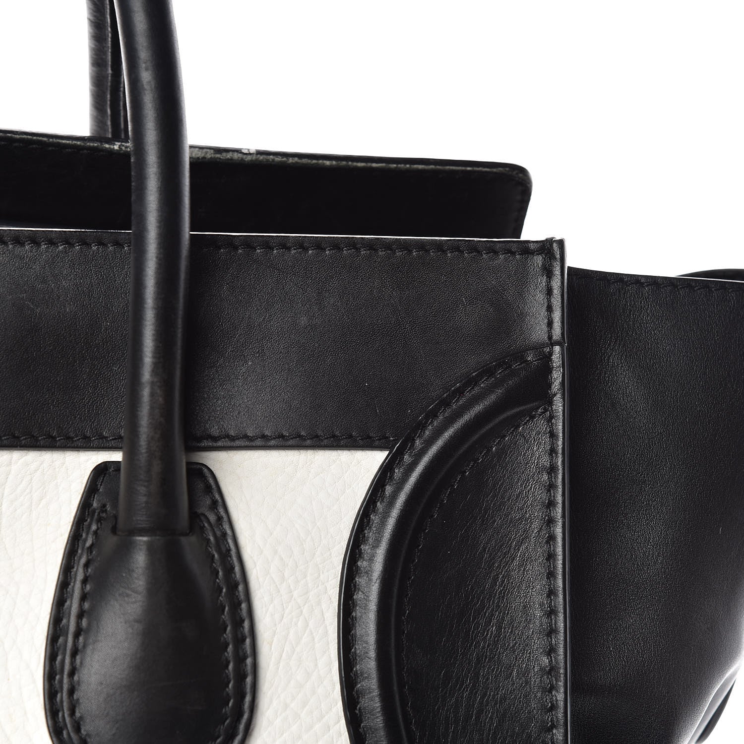 Celine Smooth Calfskin Shrunken Lambskin Mini Bi-Color Luggage Black White 31 of 31