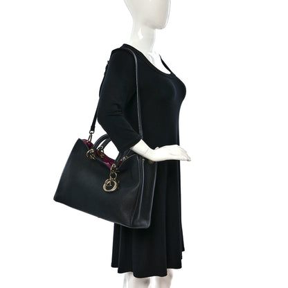 Christian Dior Bullcalf Large Diorissimo Tote Black Rose Indien 2 of 16