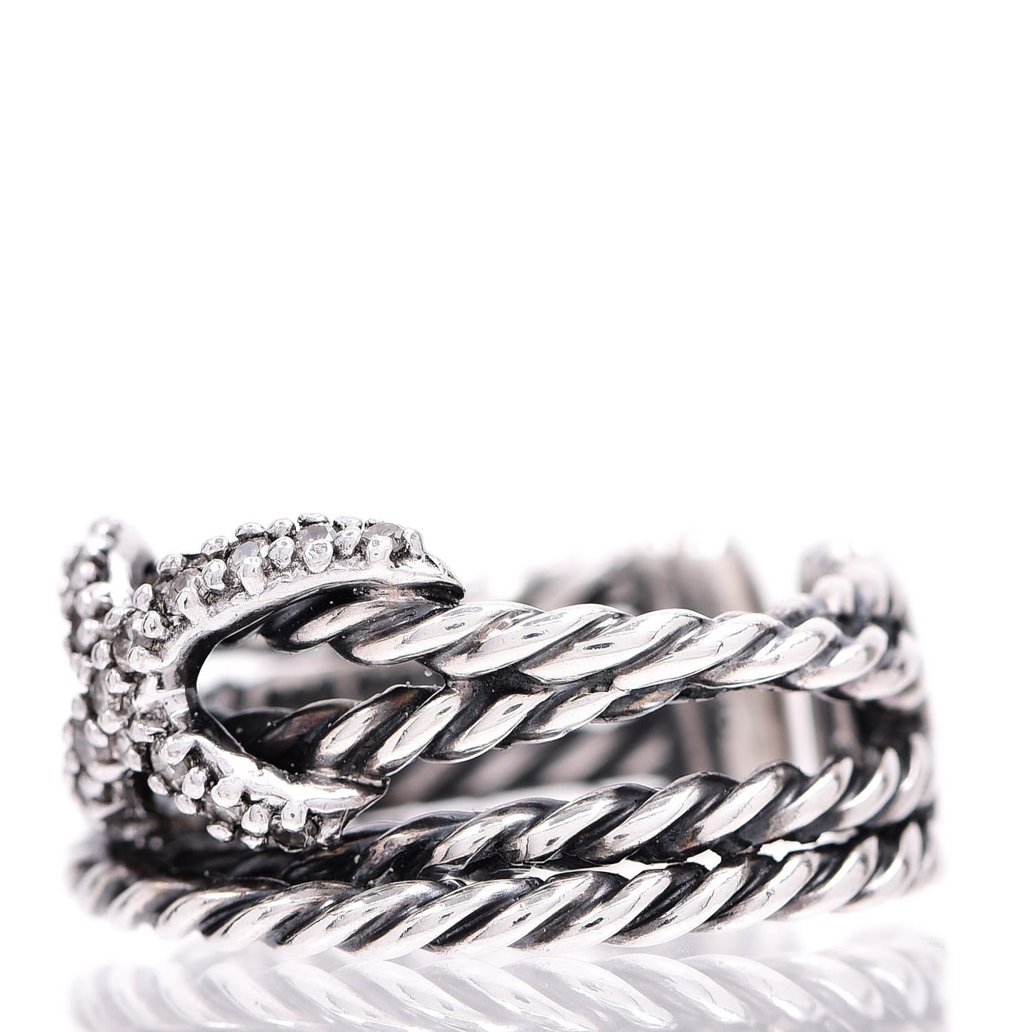 Sterling Silver Diamond 10mm X Crossover Ring 51 5.75