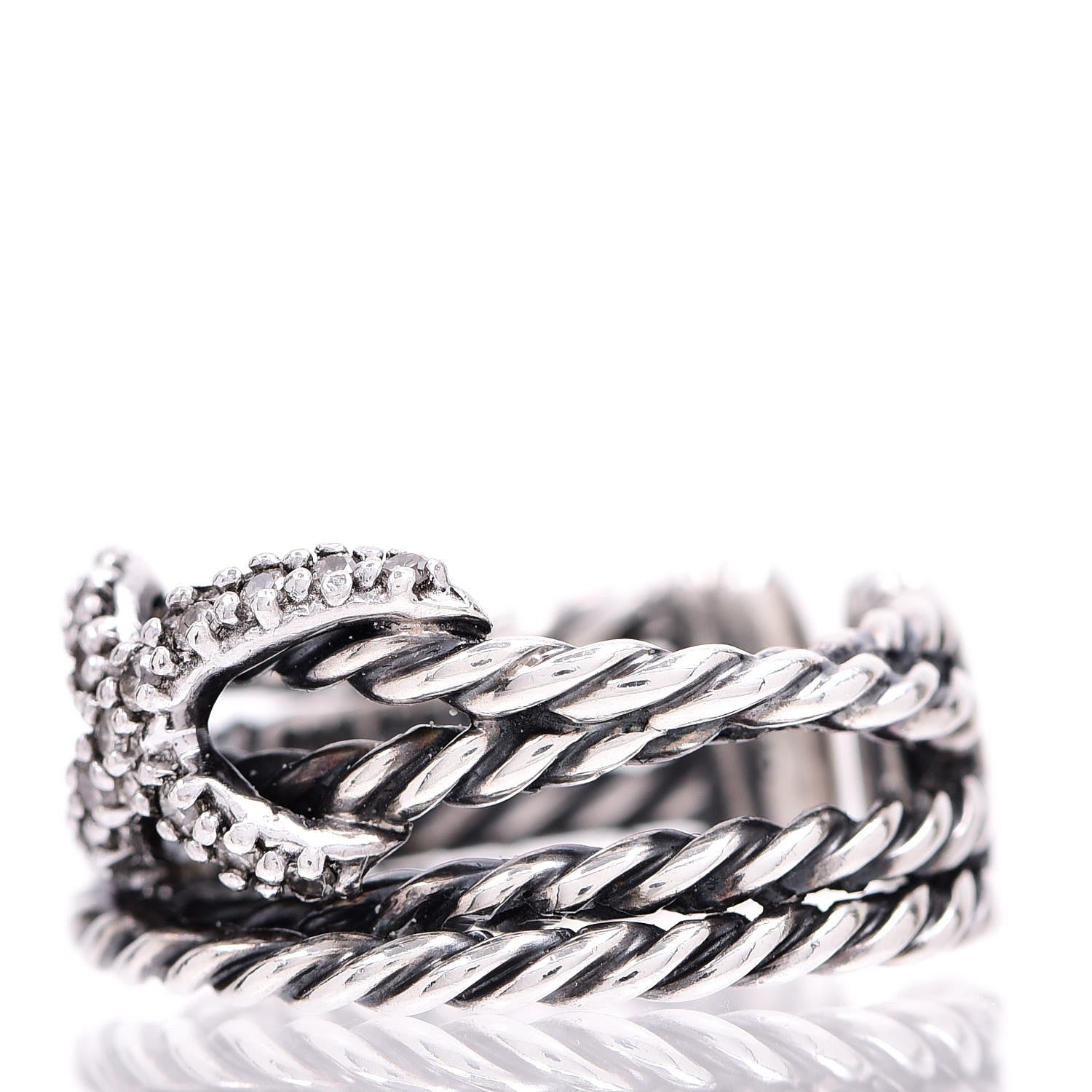 David Yurman Sterling Silver Diamond 10mm X Crossover Ring 51 5.75 3 of 5