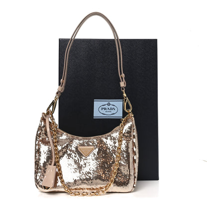 Prada Sequin Mini Re-Edition 2000 Shoulder Bag Cammeo 10 of 10