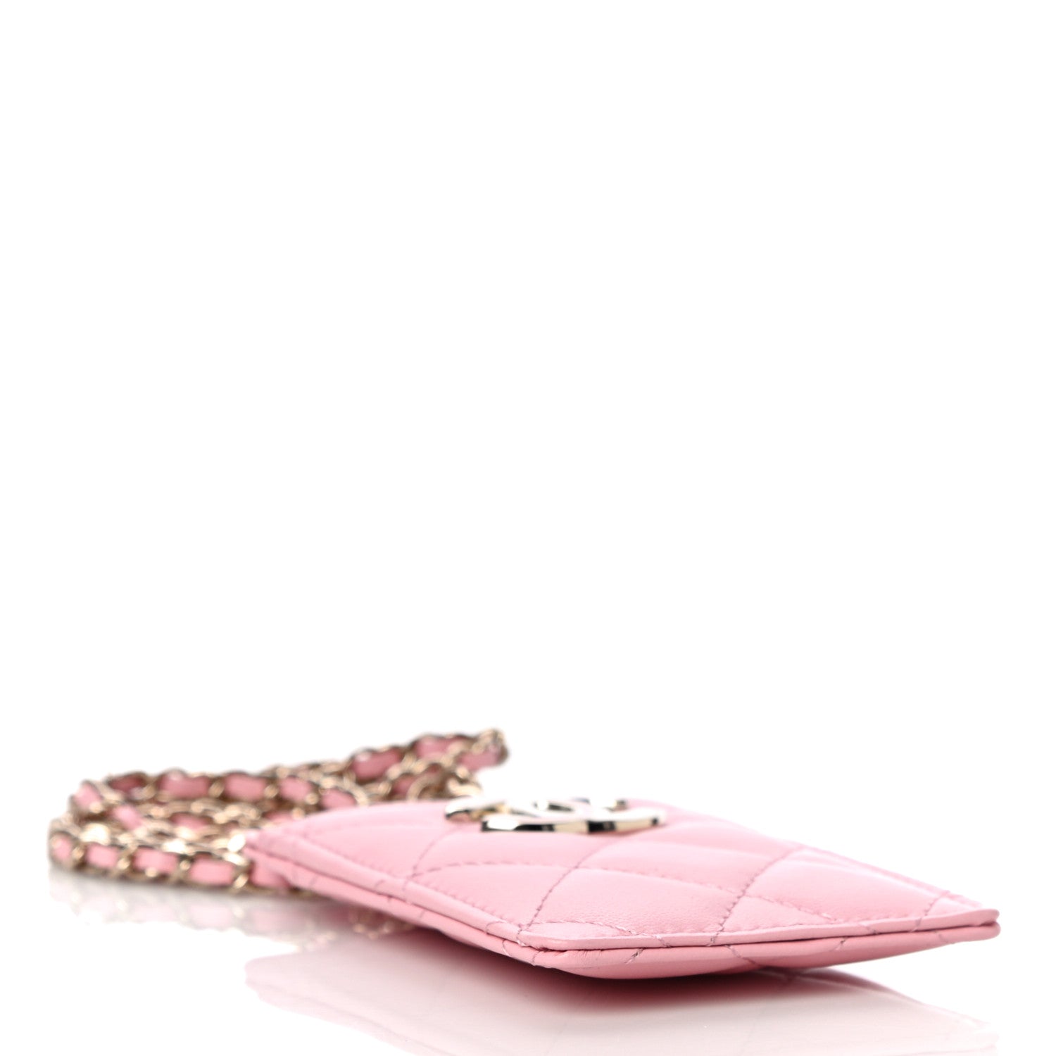 Chanel Lambskin Quilted Chanel Card Holder On Chain Pink 6 of 12