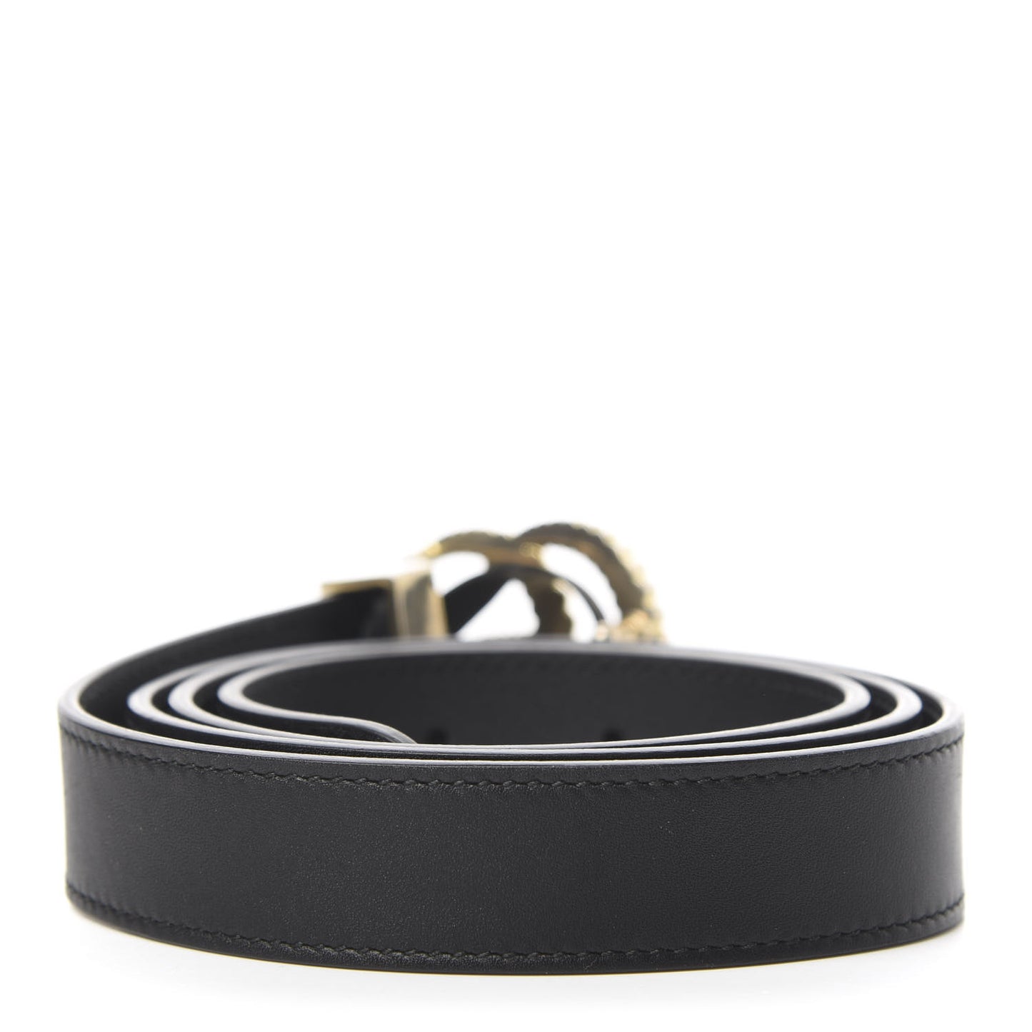 Moon Calfskin Torchon Double G 25mm Belt 90 36 Black