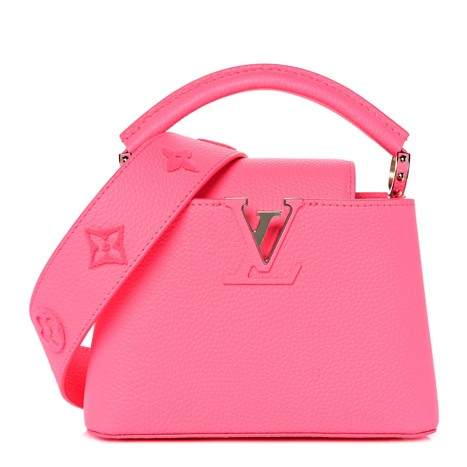 Louis Vuitton Taurillon Monogram Tuffetage Capucines Mini Fluo Pink 1 of 7