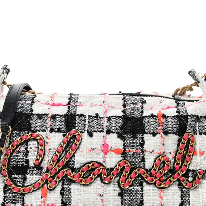 Chanel Tweed Calfskin Signe Hobo Coral White Black 8 of 15