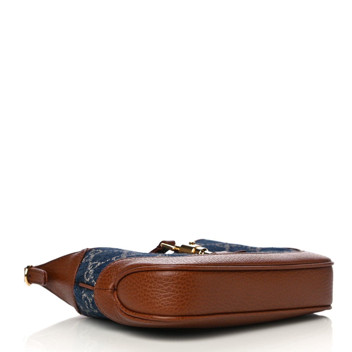New Denim GG Monogram Calfskin Mini Jackie 1961 Hobo Blue Tea Cuir