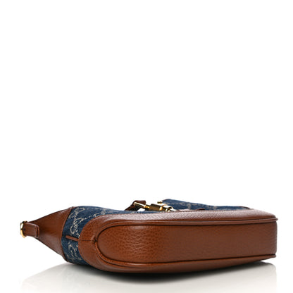 Gucci New Denim GG Monogram Calfskin Mini Jackie 1961 Hobo Blue Tea Cuir 7 of 13