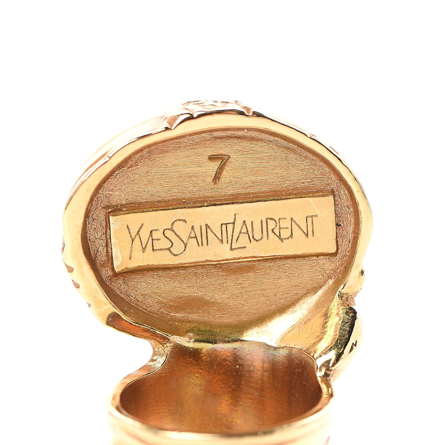 Saint Laurent Glass Cabochon Arty Ovale Ring 7 Gold Turquoise 5 of 5