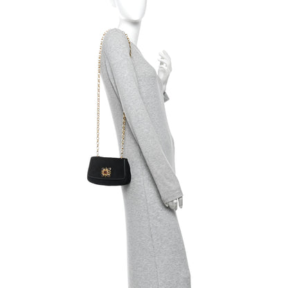 Chanel Suede Chevron Gripoix Quilted Flap Black 2 of 10