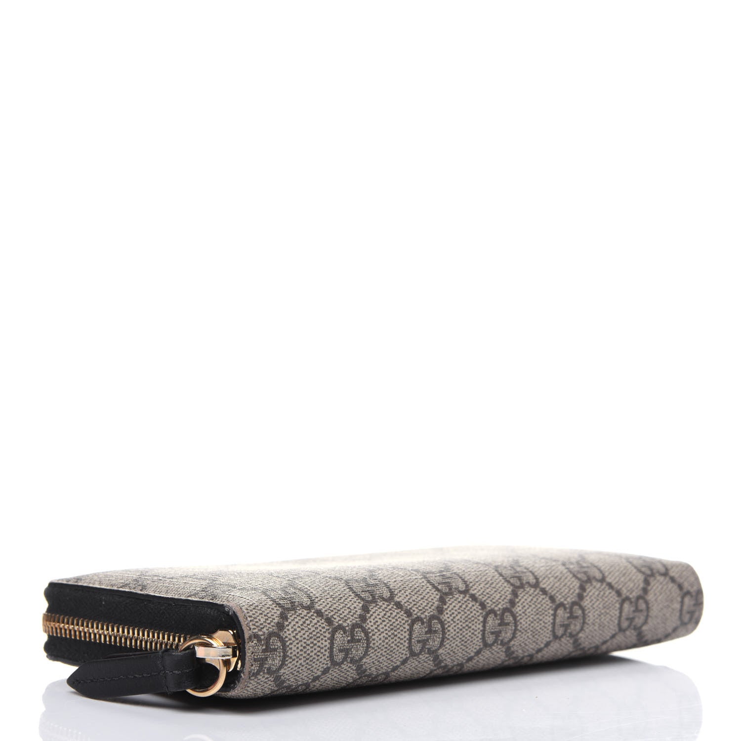 Gucci GG Supreme Monogram Moon Calfskin Zip Around Wallet Beige Ebony Black 4 of 18