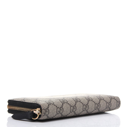 Gucci GG Supreme Monogram Moon Calfskin Zip Around Wallet Beige Ebony Black 4 of 18