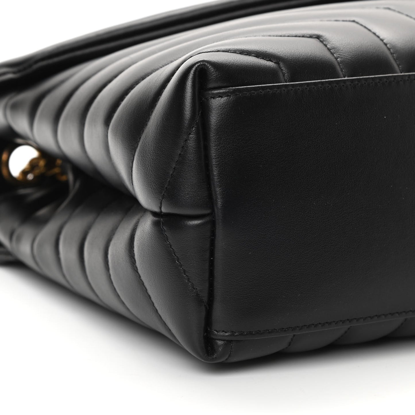 Calfskin Y Quilted Monogram Medium Loulou Chain Satchel Black