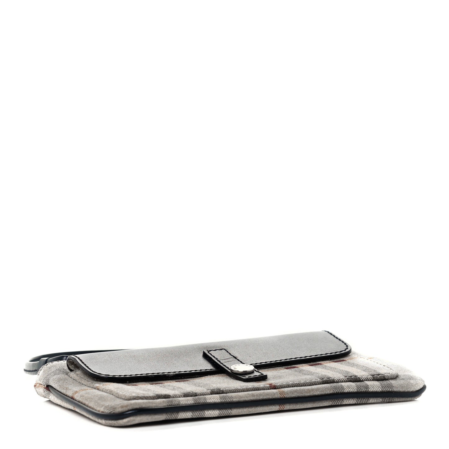 Calfskin Suede House Check Clutch Black