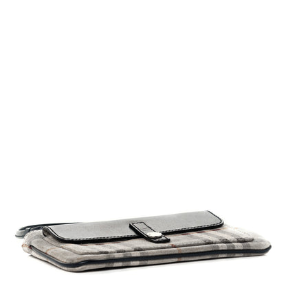 Burberry Calfskin Suede House Check Clutch Black 4 of 8