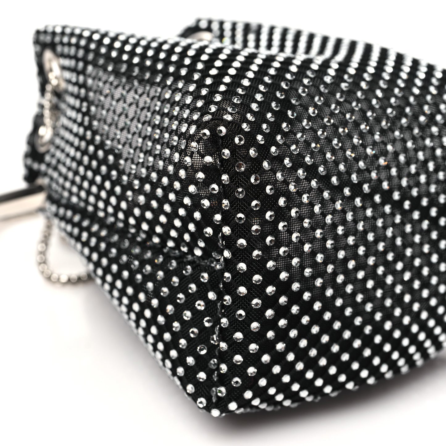 Mesh Crystal Bon Bon Bag Black