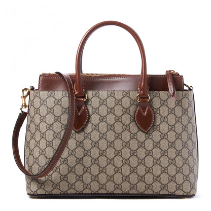 Gucci GG Supreme Monogram Small Zip Top Tote Beige Tuscany 1 of 8