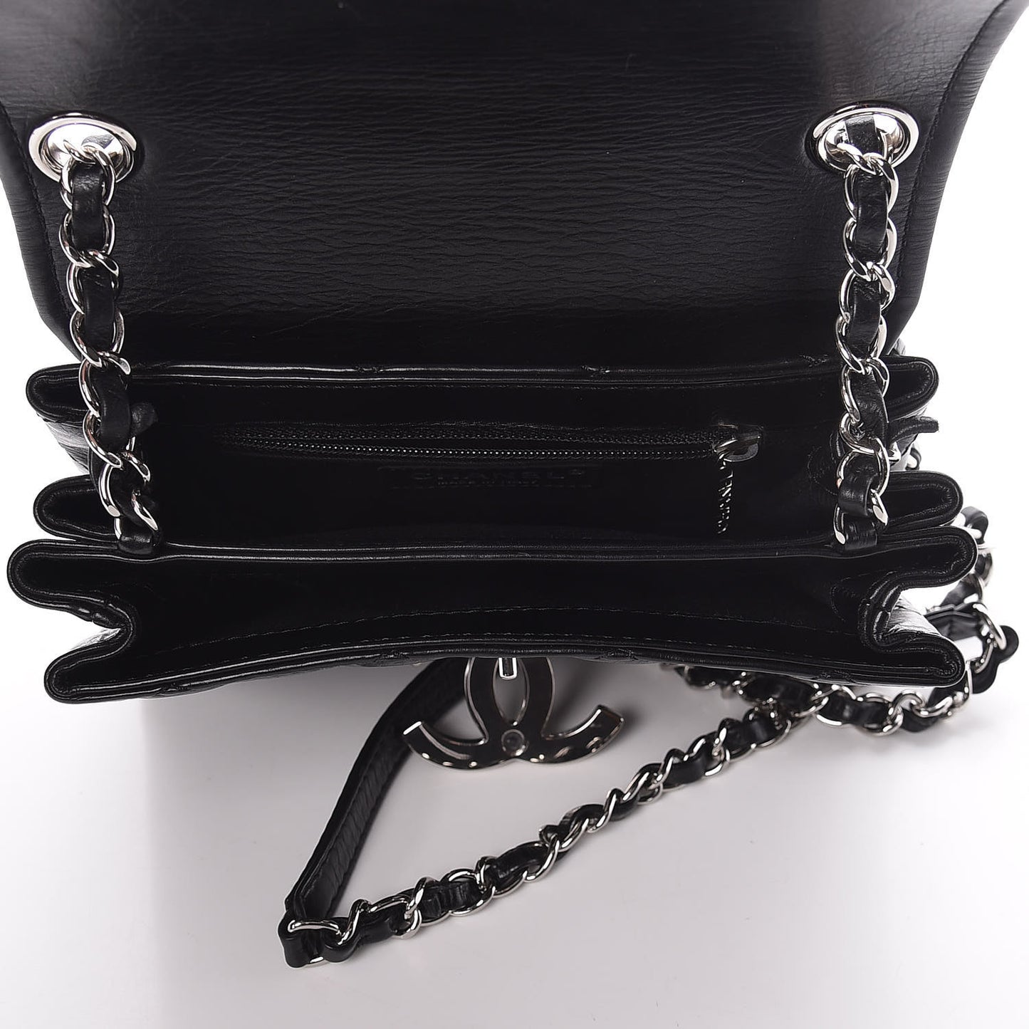 Washed Calfskin Hamptons Flap Bag Black