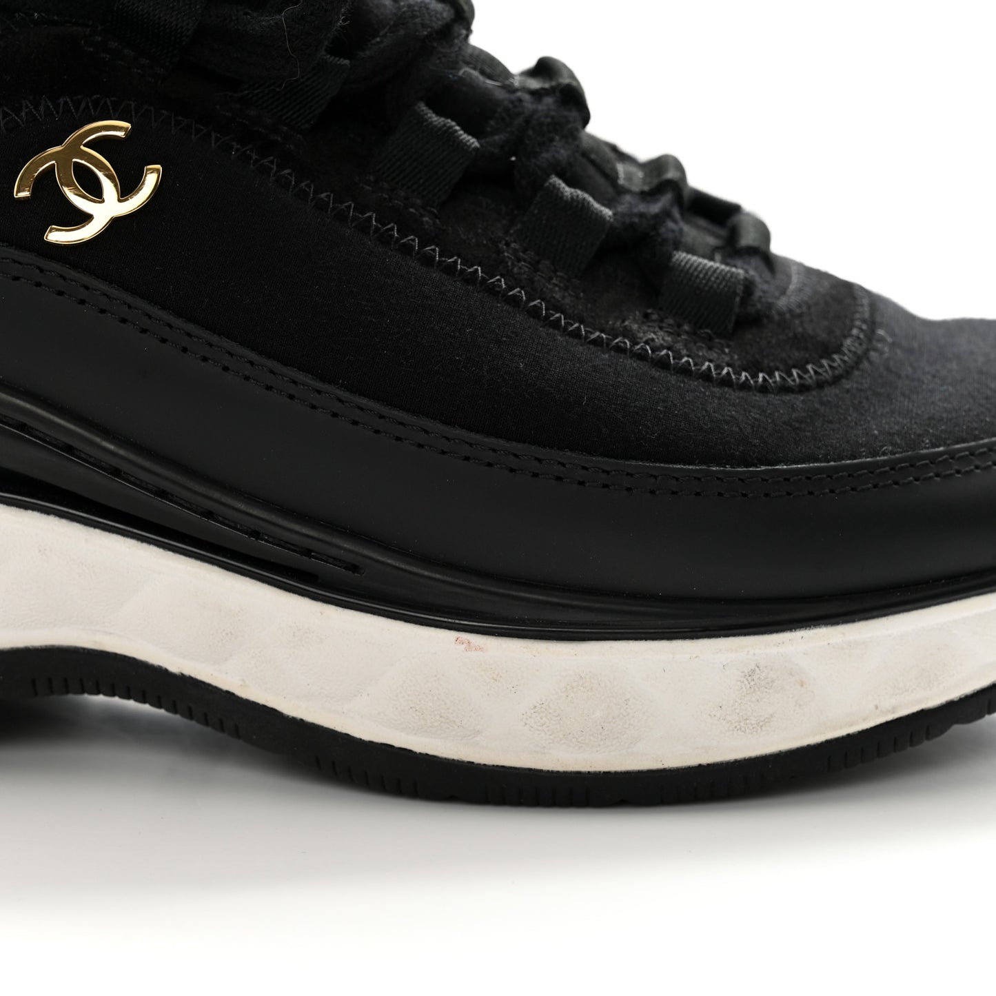 Velvet Calfskin Mixed Fibers CC Sneakers 37 Black