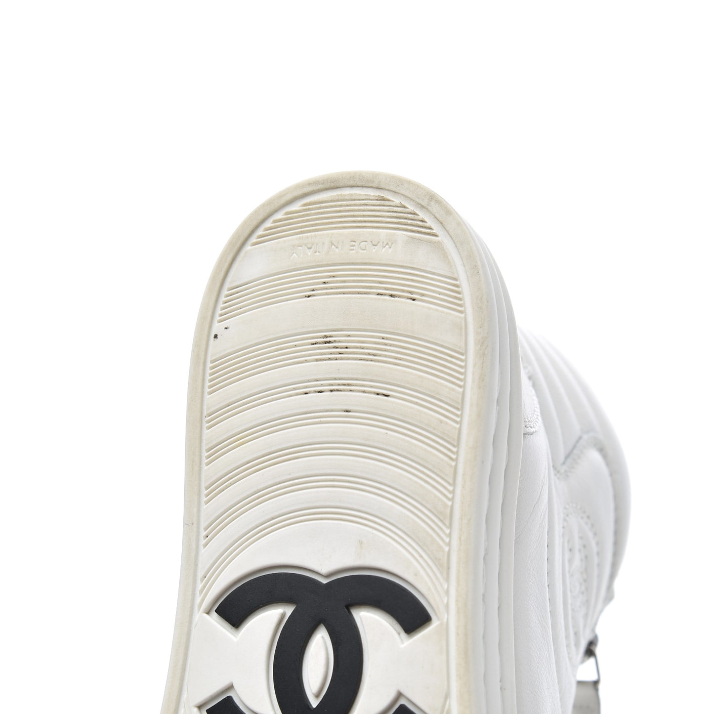 Calfskin High Top CC Sneakers 36 White