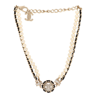 Chanel Pearl Crystal Lambskin CC Choker Gold Black 3 of 6