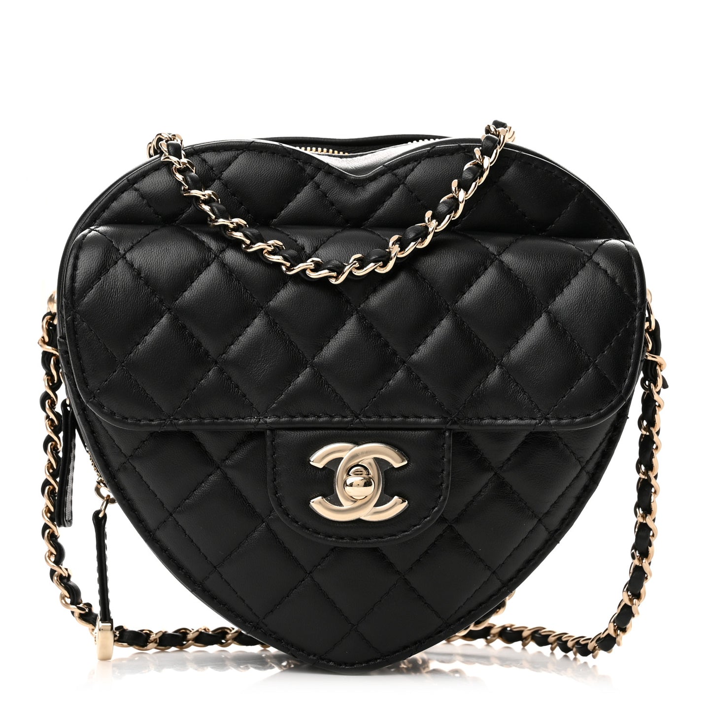 Lambskin Quilted CC In Love Heart Bag Black
