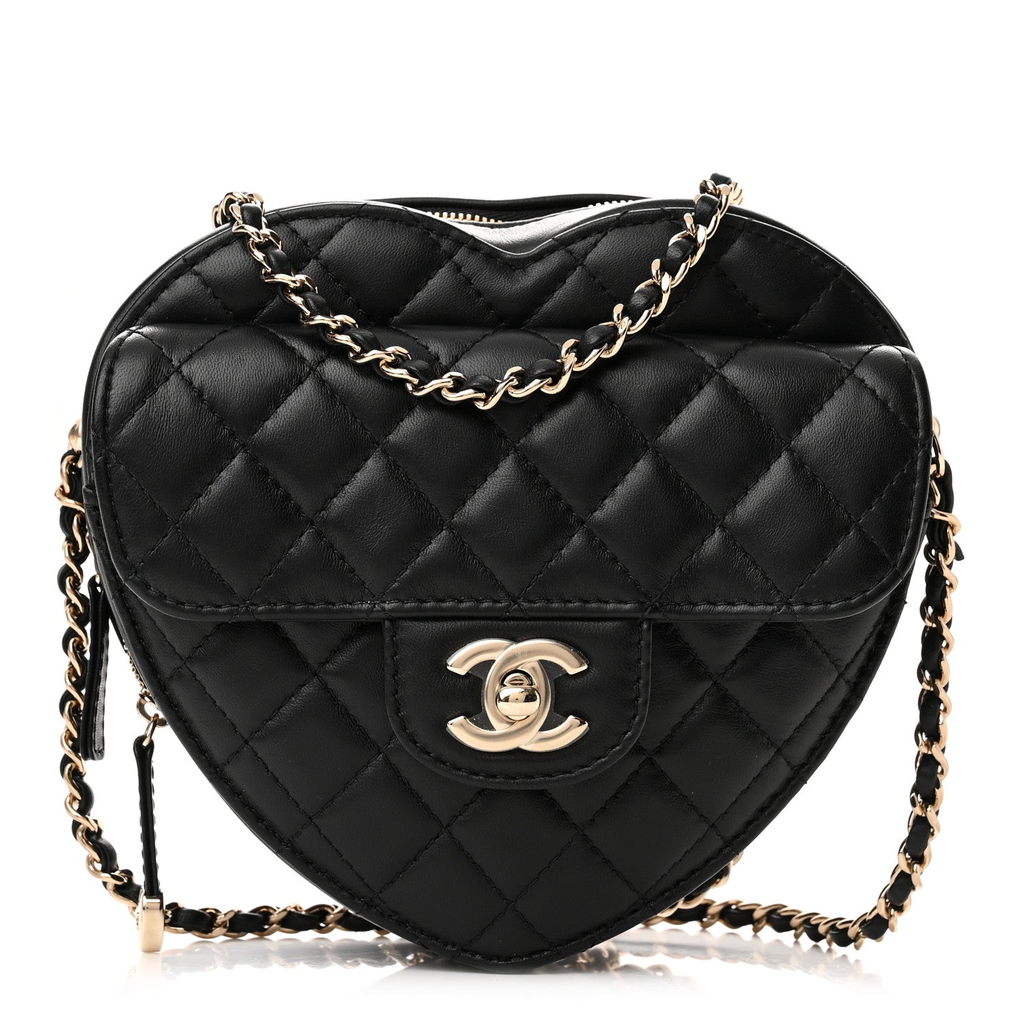 Chanel Lambskin Quilted CC In Love Heart Bag Black 1 of 10