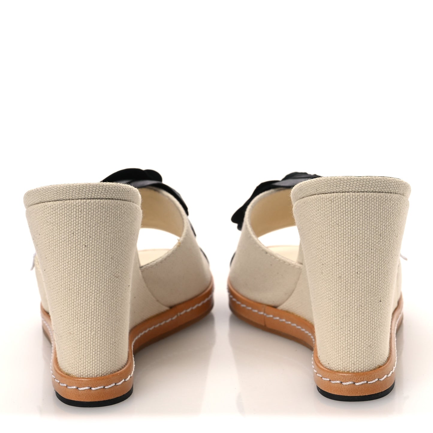 Canvas Camellia Wedge Sandals 38.5 Off White 38.5 Off White
