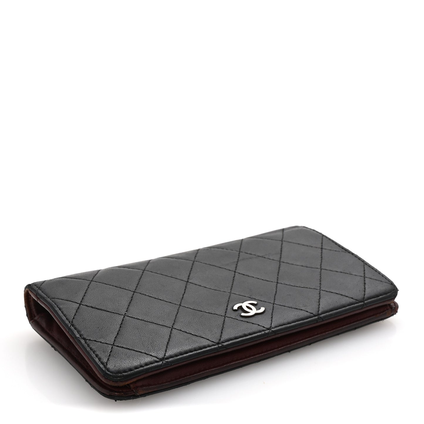 Lambskin Quilted Yen Wallet Black
