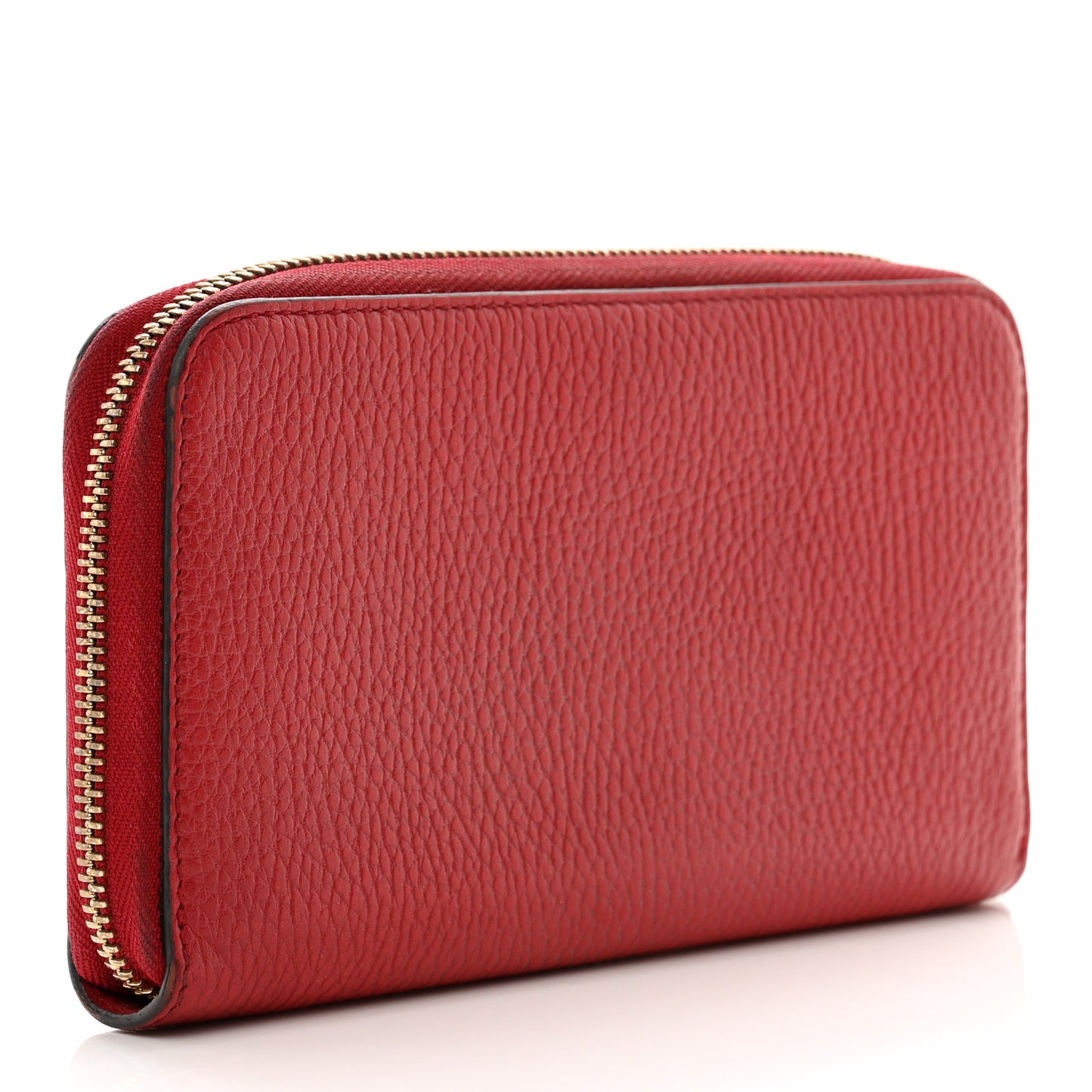 Dollar Calfskin Large Betty Zip Around Wallet Red